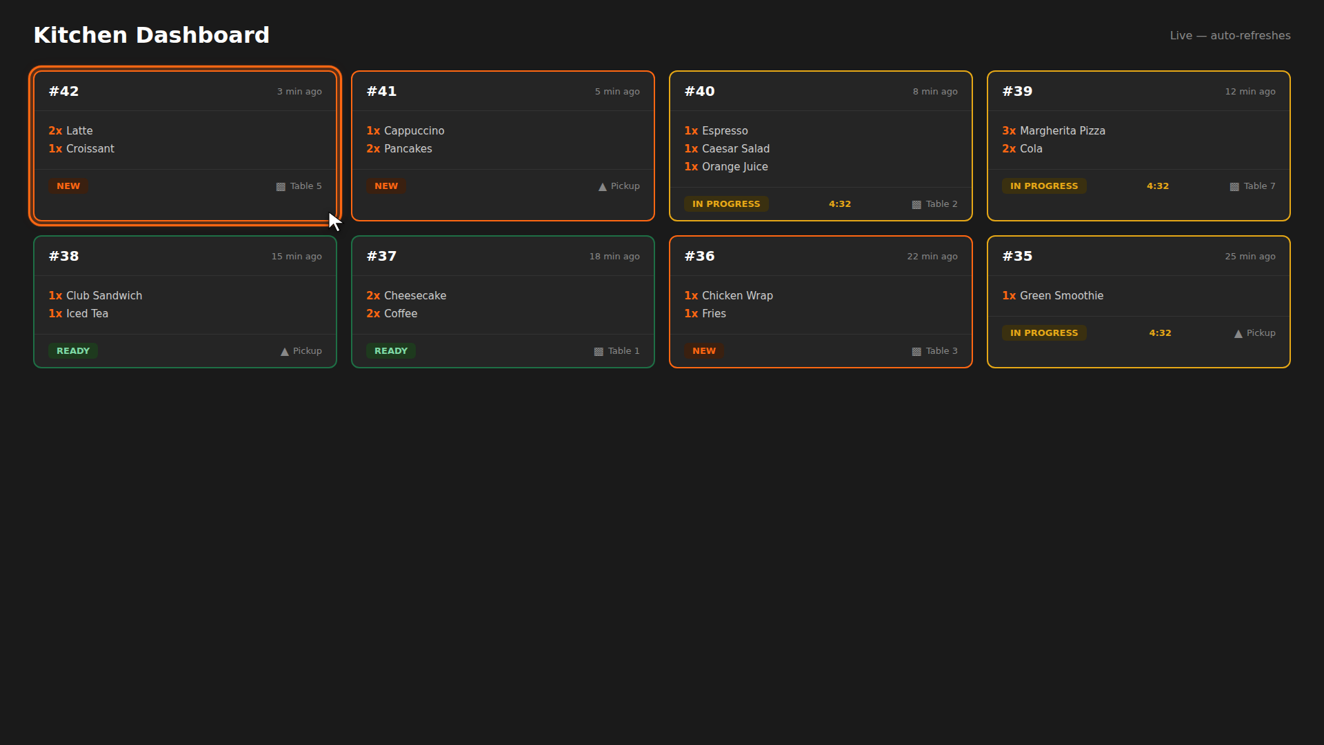 1. See all incoming orders